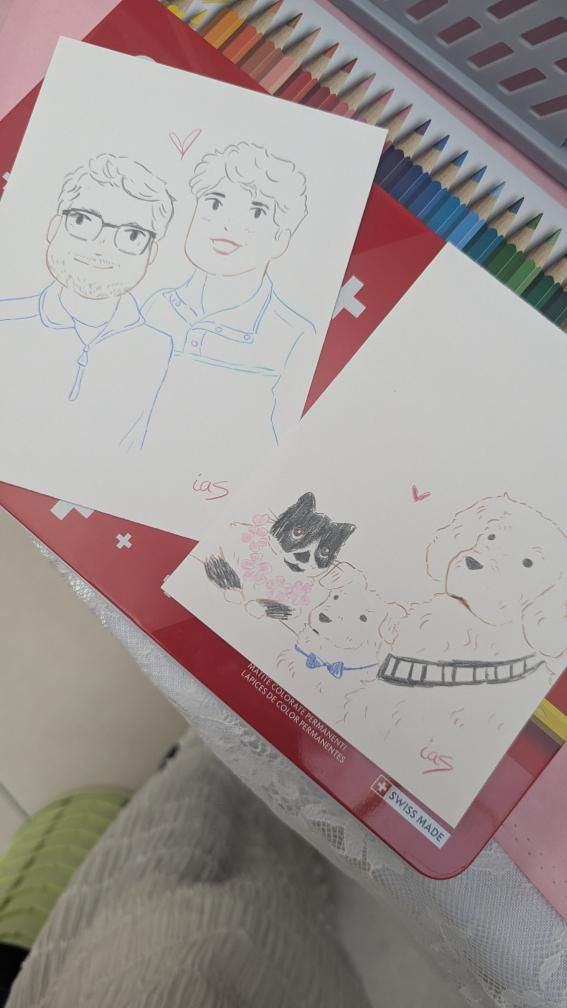 5 x 7 Hand Drawn Custom Portrait