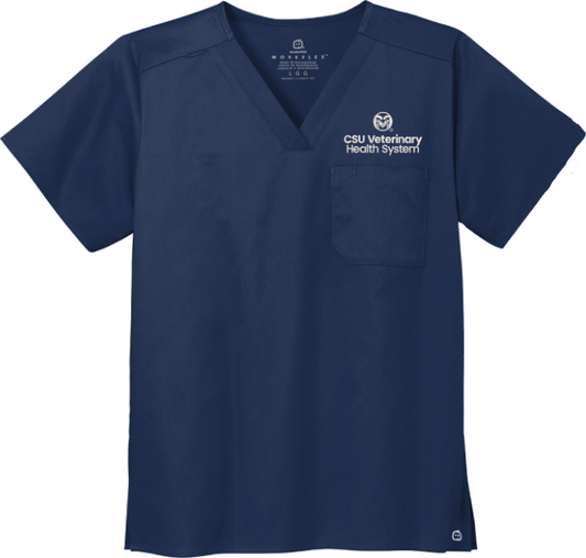 Embroidered Unisex V Neck Smock Scrub Top (New Smock Style)