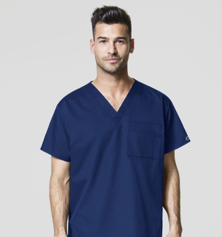 Embroidered Unisex V Neck Smock Scrub Top (New Smock Style)